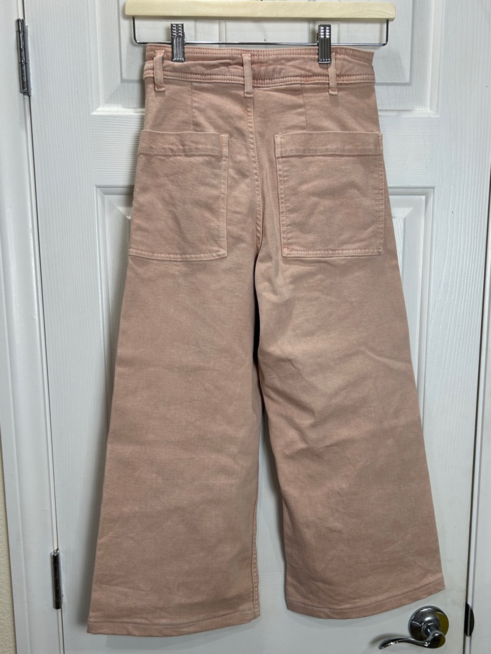 ZARA The Marine Straight High Rise Wide Leg Crop Jeans Pink Size 0 - Picture 10 of 11